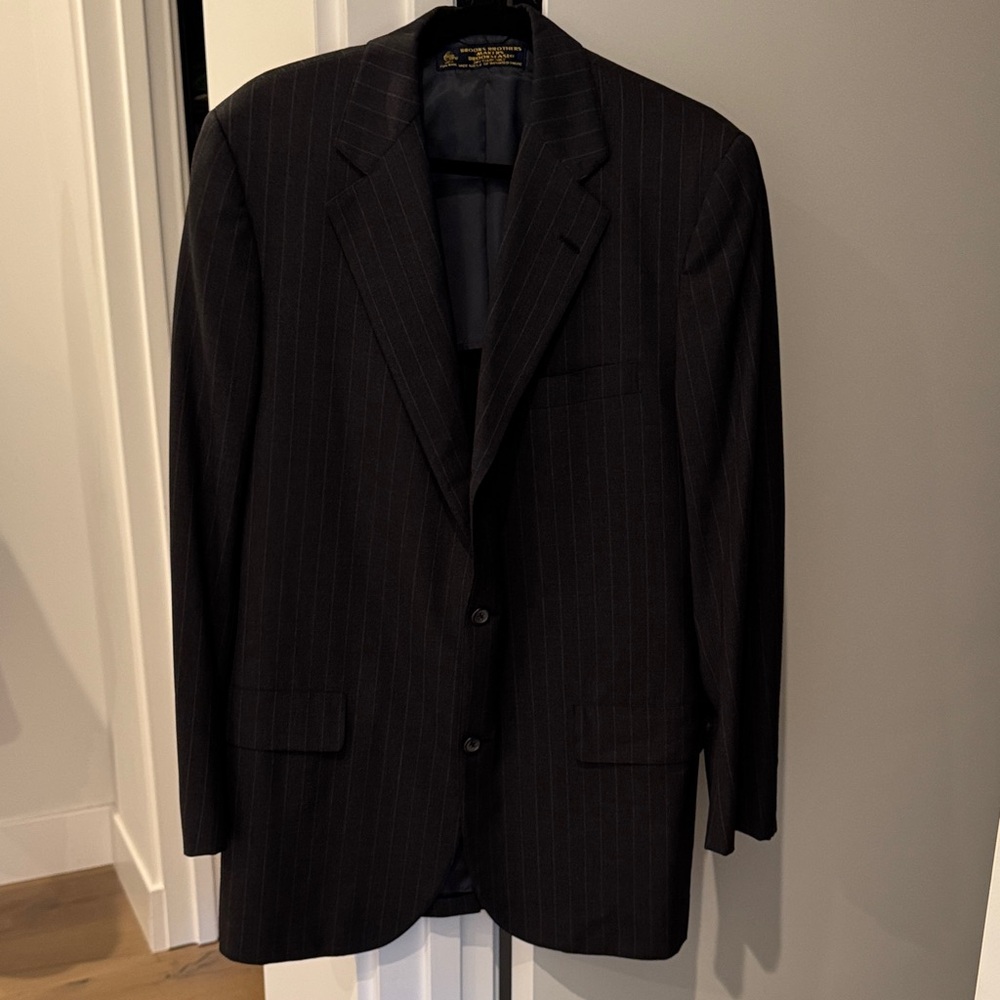 Vintage Brooks Brothers Charcoal Pinstripe Suit Jacket